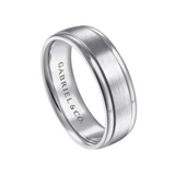 David 7mm Two Tone Men's Wedding Band in Satin Finish