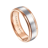 David 7mm Two Tone Men's Wedding Band in Satin Finish