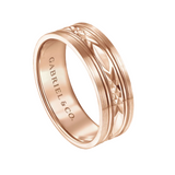 Franco 7mm Diamond Cut Center Men's Wedding Band in Satin Finish