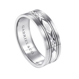 Franco 7mm Diamond Cut Center Men's Wedding Band in Satin Finish