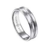 Daniel 6mm Carved Men's Wedding Band in Satin Finish