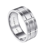Brian 8mm Checkered Pattern Men's Wedding Band in Satin Finish