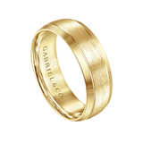 Robert 7mm Beveled Edge Men's Wedding Band in Horizontal Brush Finish