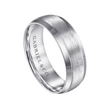 Robert 7mm Beveled Edge Men's Wedding Band in Horizontal Brush Finish