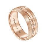 Russell 8mm Engraved Men's Wedding Band in Satin Finish