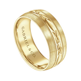 Russell 8mm Engraved Men's Wedding Band in Satin Finish