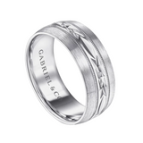 Russell 8mm Engraved Men's Wedding Band in Satin Finish