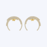Diamond Pave Crescent Stud Earrings