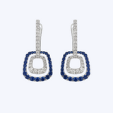 Sapphire and Diamond Double Open Drop Earrings