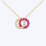 Petite Diamond and Sapphire Love Halo Pendant Necklace