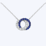 Diamond and Sapphire Love Halo Pendant Necklace