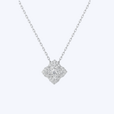 Diamond Cluster Floral Pendant Necklace