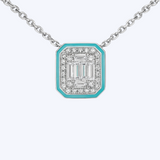 Blue Enamel and Diamond Pendant Necklace
