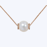 Petite Rose Gold Pearl Pendant with Diamond Accents (10-11MM)