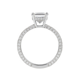 3.01ctw Asscher with Hidden Halo and Diamond Pave Engagement Ring