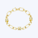 Ring Charm Station Gold Link Bracelet