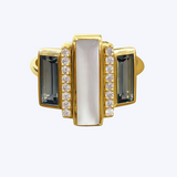 Amanda Mother of Pearl and Topaz Ring
