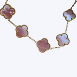 Linda Pink Mother of Pearl Clover Station Bracelet