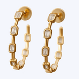 Emerald Cut Diamond Hoops