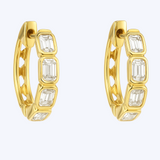 Samantha Emerald Cut Diamond Huggies