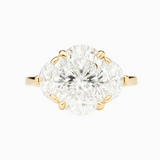 Oval Cut Lab-Grown Diamond with Half Moon Side Diamonds