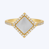 Amber Diamond and Mother of Pearl Ring