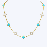 Jessalyn Turquoise and Diamond Clover Necklace