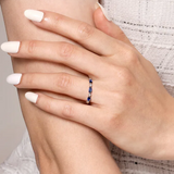 Marquise Sapphire and Diamond Anniversary Band
