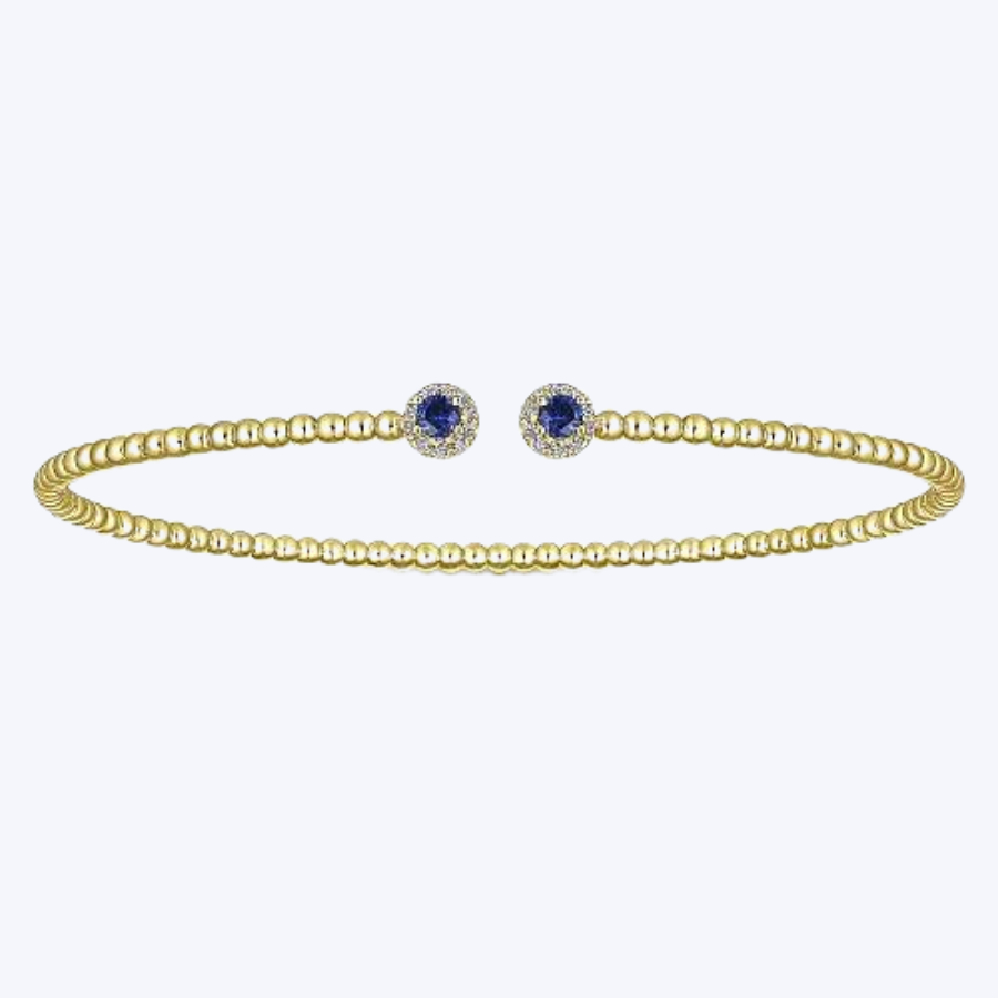 Bead Split Cuff Bracelet with Sapphire and Diamond