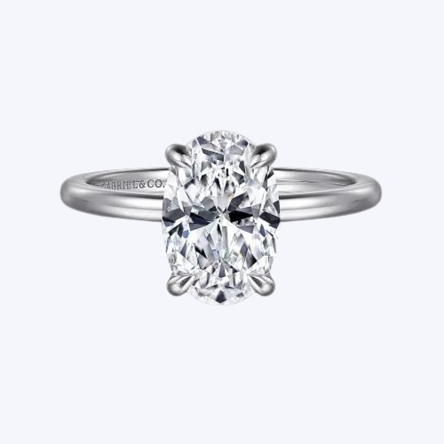 Rainah Hidden Halo Oval Diamond Engagement Ring