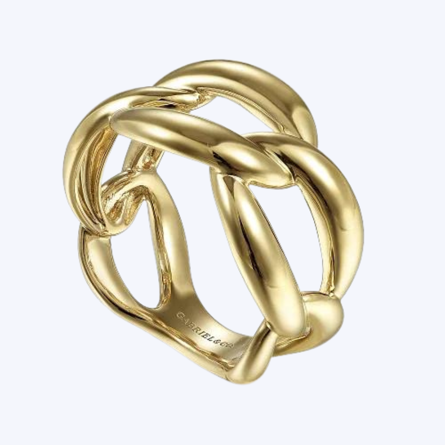 Link Chain Wide Band Ring