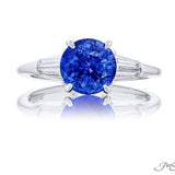 Round Sapphire & Baguette Ring
