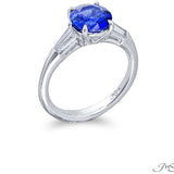 Round Sapphire & Baguette Ring