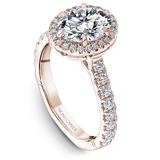 6 Claw Prong Halo & Diamond Shank Engagement Ring
