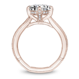 Rose Gold Milgrain Solitaire Engagement Ring with Hidden Halo