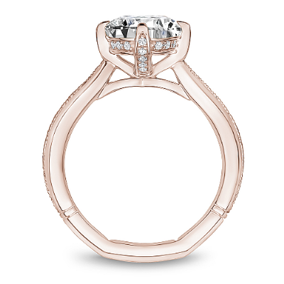 Rose Gold Milgrain Solitaire Engagement Ring with Hidden Halo