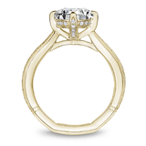 Yellow Gold Milgrain Solitaire Engagement Ring with Hidden Halo