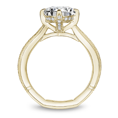 Yellow Gold Milgrain Solitaire Engagement Ring with Hidden Halo