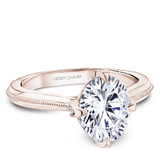 Claw Prong Milgrain Solitaire Engagement Ring with Hidden Halo