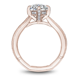 Claw Prong Milgrain Solitaire Engagement Ring with Hidden Halo