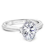 Claw Prong Milgrain Solitaire Engagement Ring with Hidden Halo