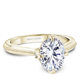 Claw Prong Milgrain Solitaire Engagement Ring with Hidden Halo