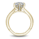 Claw Prong Milgrain Solitaire Engagement Ring with Hidden Halo