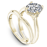 Claw Prong Milgrain Solitaire Engagement Ring with Hidden Halo