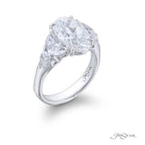 Natural Oval Cut Diamond with Half Moons & Bullet Cut Diamonds Engagement Ring