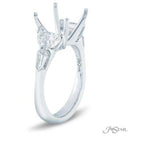 Natural Oval Cut Diamond with Half Moons & Bullet Cut Diamonds Engagement Ring