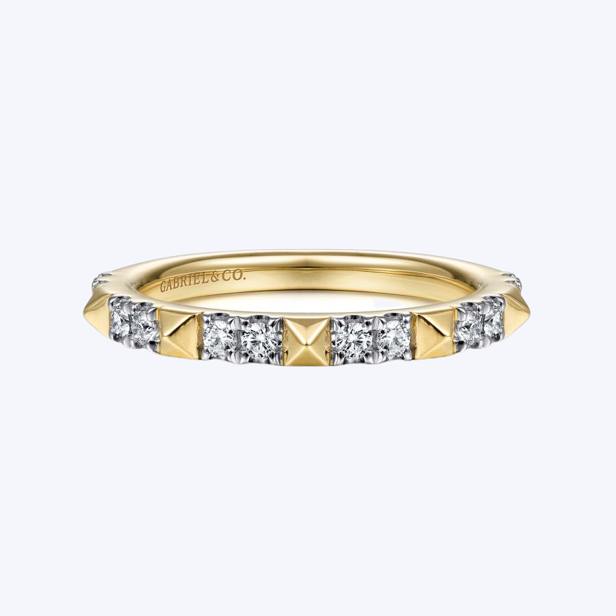 14K Yellow Gold Pyramid Stack Ring 8