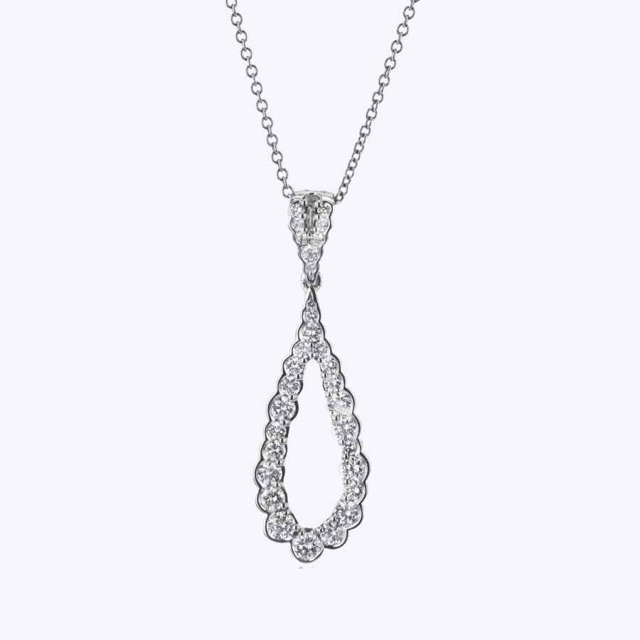 Graduated Diamond Drop Pendant Necklace
