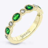Emerald & Diamond Bezel Band