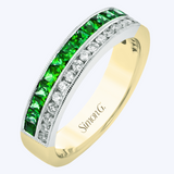 Emerald & Diamond Layered Band